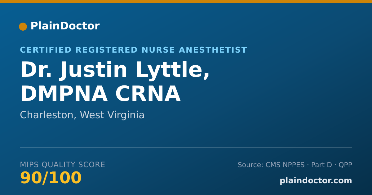 Shareable card for Justin Lyttle, DMPNA CRNA - Certified Registered Nurse Anesthetist, Charleston, WV