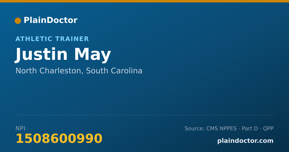 Shareable card for Justin May - Athletic Trainer, North Charleston, SC