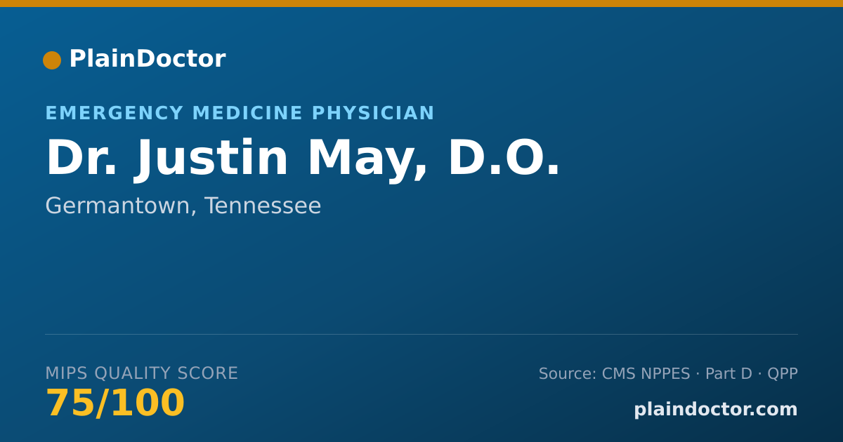 Shareable card for Justin May, D.O. - Emergency Medicine Physician, Germantown, TN
