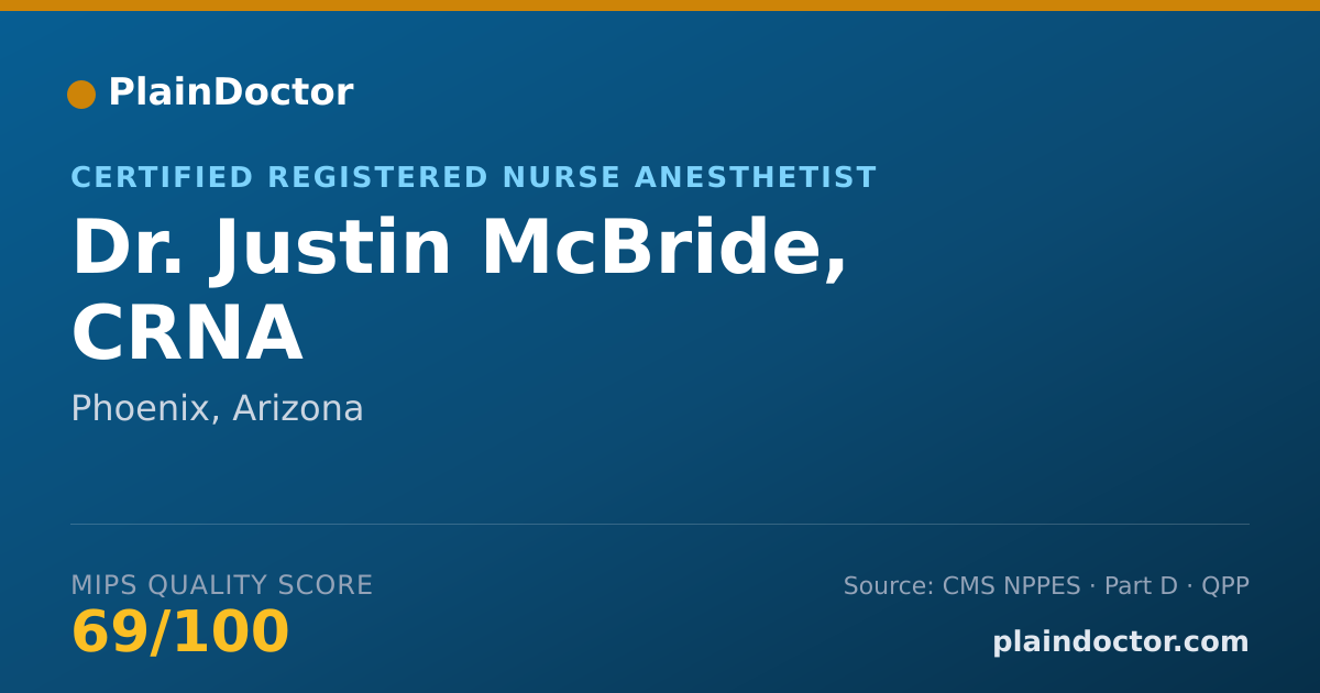 Shareable card for Justin McBride, CRNA - Certified Registered Nurse Anesthetist, Phoenix, AZ