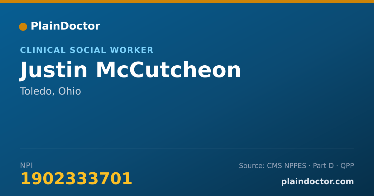 Shareable card for Justin McCutcheon - Clinical Social Worker, Toledo, OH