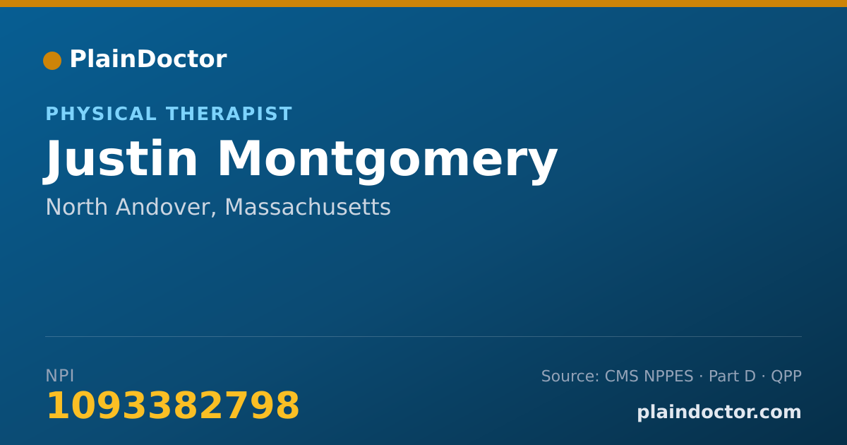 Shareable card for Justin Montgomery - Physical Therapist, North Andover, MA