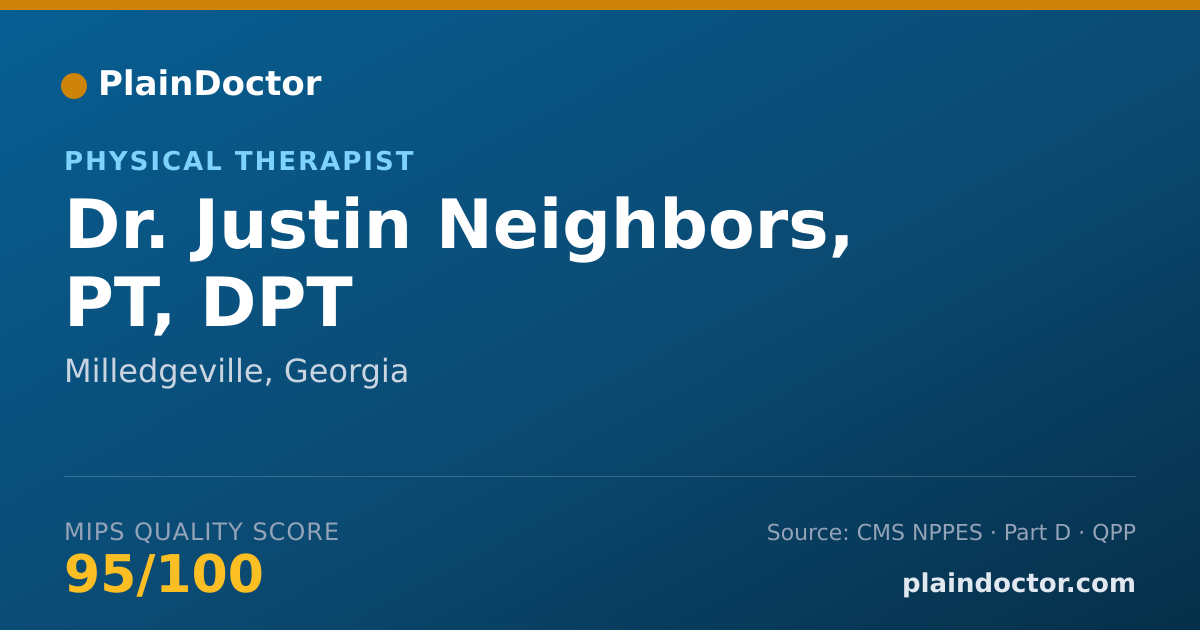 Shareable card for Justin Neighbors, PT, DPT - Physical Therapist, Milledgeville, GA