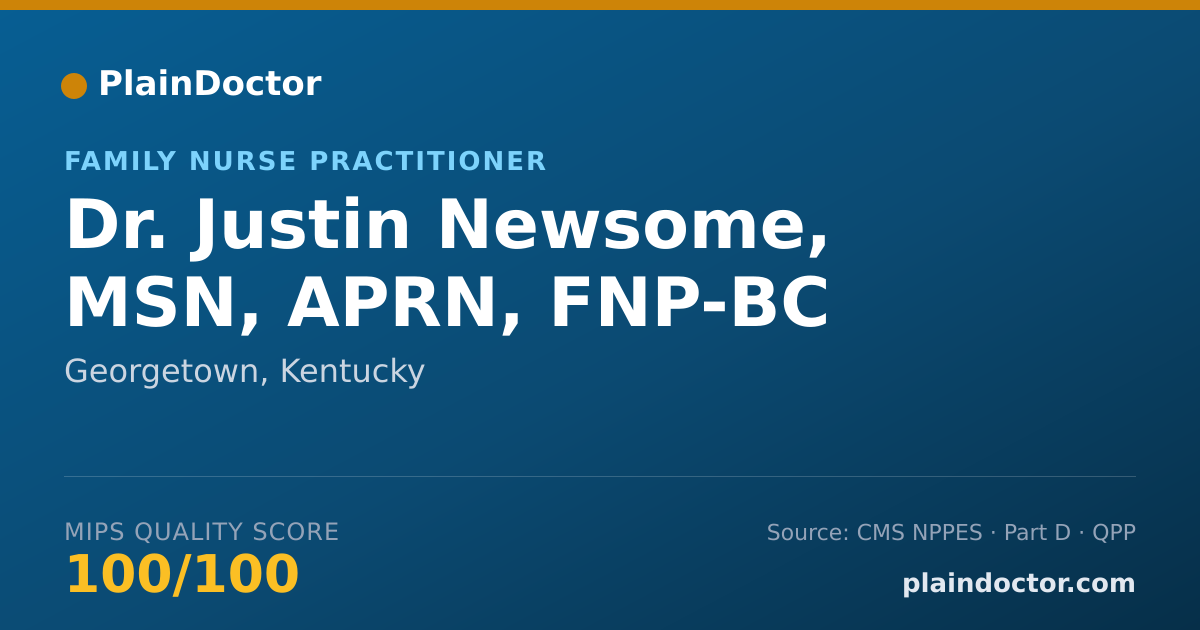Shareable card for Justin Newsome, MSN, APRN, FNP-BC - Family Nurse Practitioner, Georgetown, KY