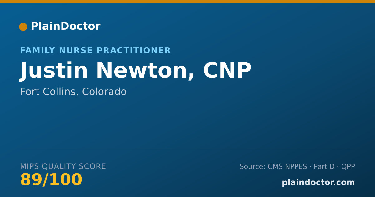 Shareable card for Justin Newton, CNP - Family Nurse Practitioner, Fort Collins, CO