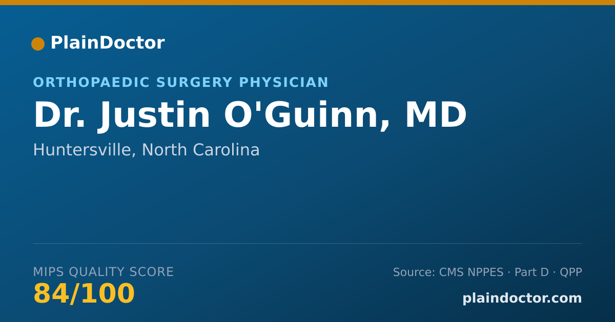 Shareable card for Justin O'Guinn, MD - Orthopaedic Surgery Physician, Huntersville, NC