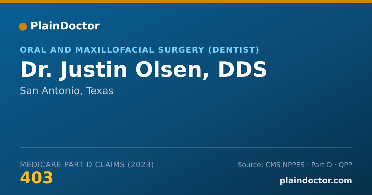 Shareable card for Justin Olsen, DDS - Oral and Maxillofacial Surgery (Dentist), San Antonio, TX