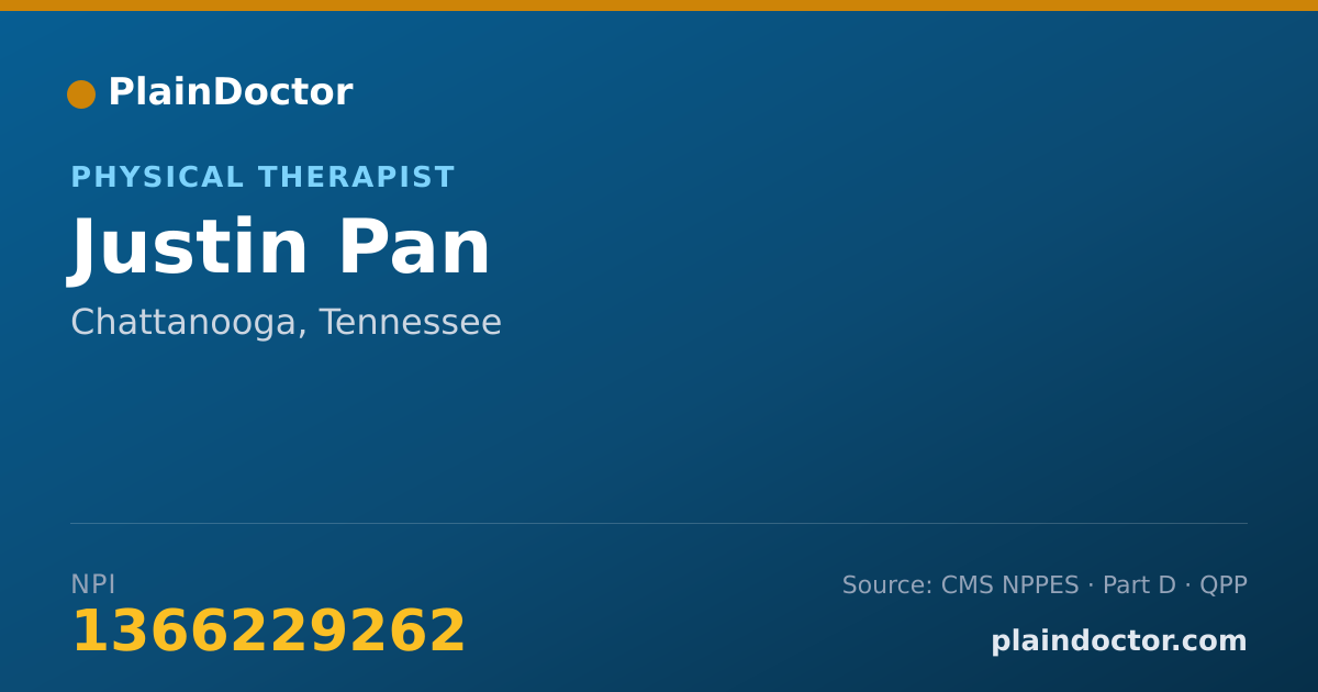 Shareable card for Justin Pan - Physical Therapist, Chattanooga, TN