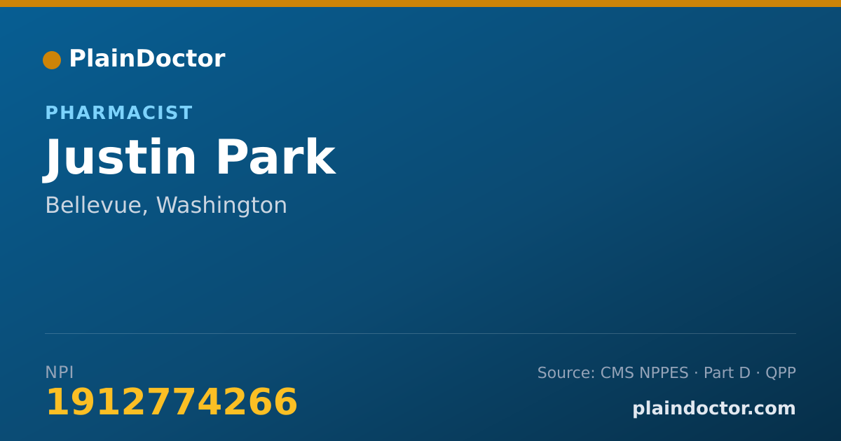 Shareable card for Justin Park - Pharmacist, Bellevue, WA