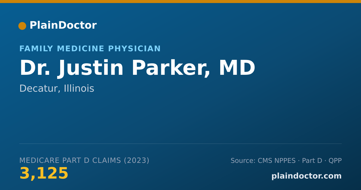 Shareable card for Justin Parker, MD - Family Medicine Physician, Decatur, IL
