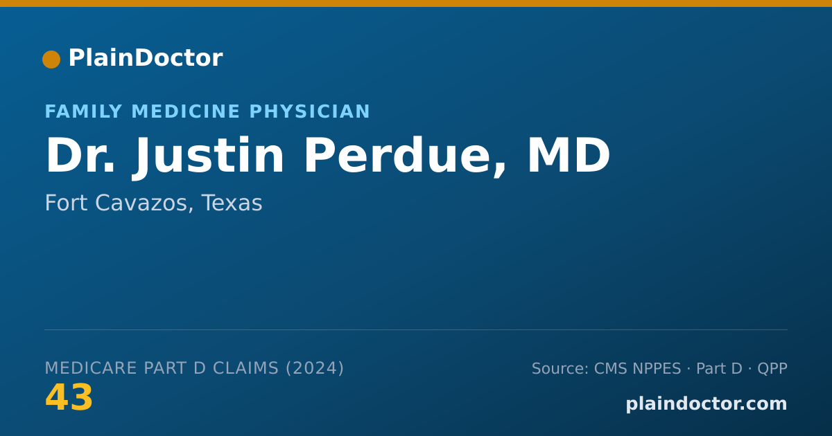 Shareable card for Justin Perdue, MD - Family Medicine Physician, Fort Cavazos, TX