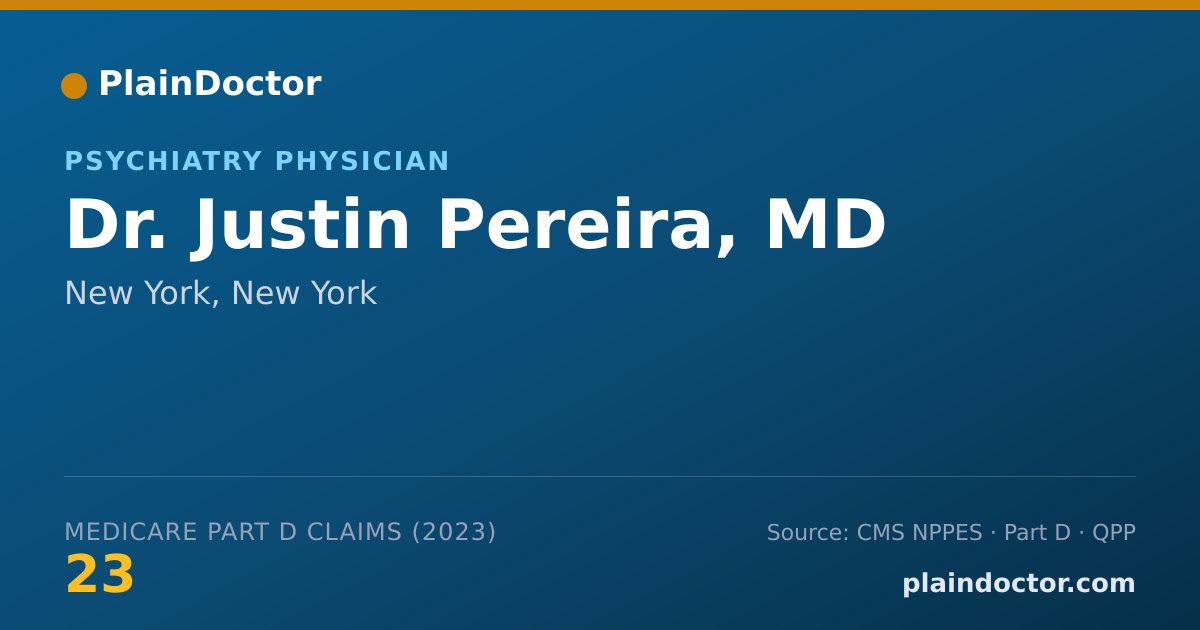 Shareable card for Justin Pereira, MD - Psychiatry Physician, New York, NY
