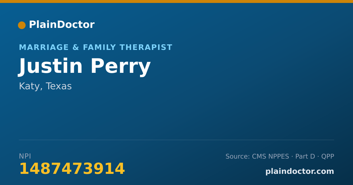 Shareable card for Justin Perry - Marriage & Family Therapist, Katy, TX