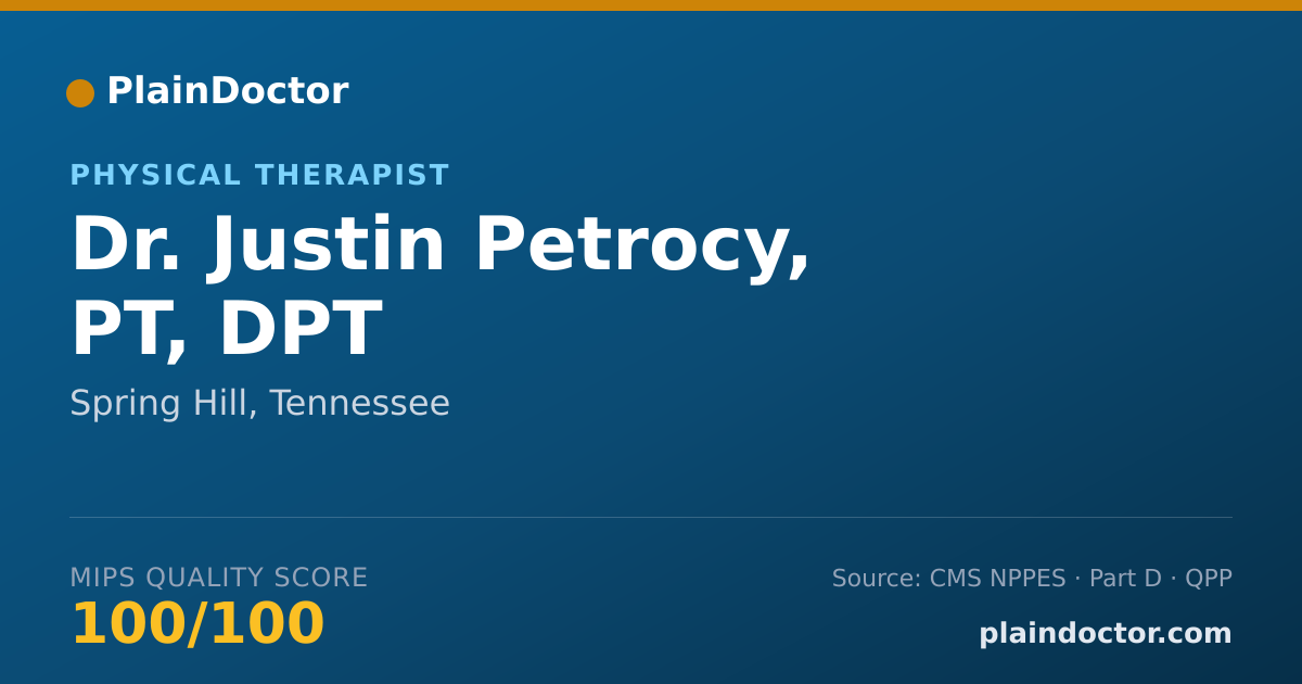 Shareable card for Justin Petrocy, PT, DPT - Physical Therapist, Spring Hill, TN