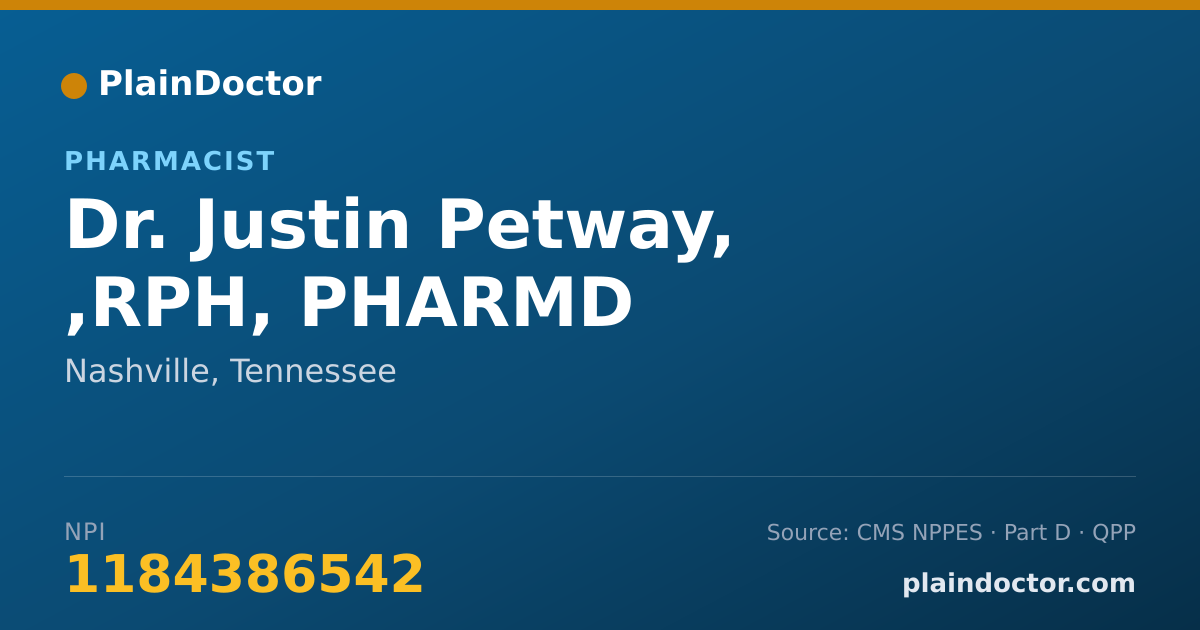 Shareable card for Justin Petway, ,RPH, PHARMD - Pharmacist, Nashville, TN