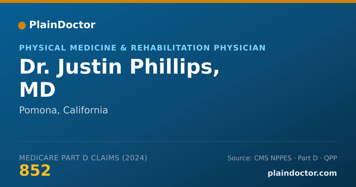 Shareable card for Justin Phillips, MD - Physical Medicine & Rehabilitation Physician, Pomona, CA