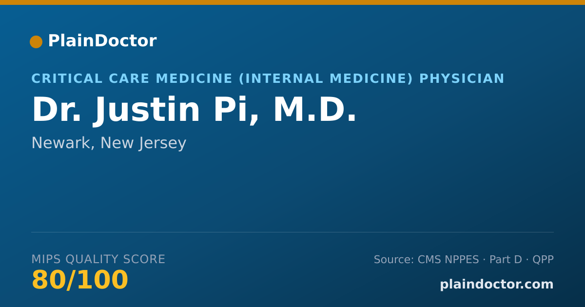 Shareable card for Justin Pi, M.D. - Critical Care Medicine (Internal Medicine) Physician, Newark, NJ