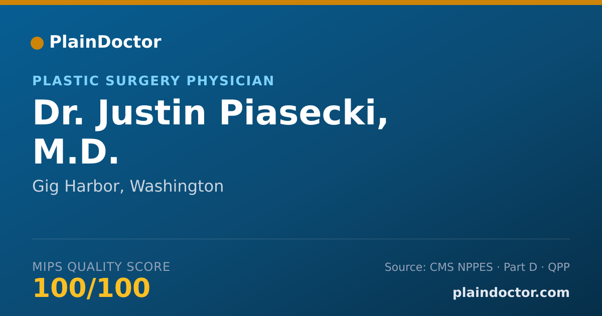 Shareable card for Justin Piasecki, M.D. - Plastic Surgery Physician, Gig Harbor, WA