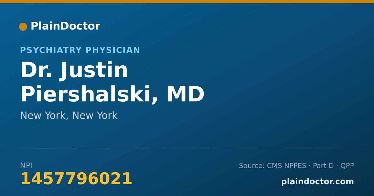 Shareable card for Justin Piershalski, MD - Psychiatry Physician, New York, NY