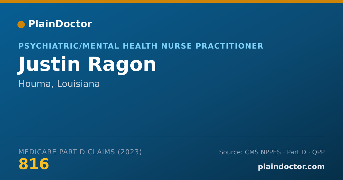 Shareable card for Justin Ragon - Psychiatric/Mental Health Nurse Practitioner, Houma, LA