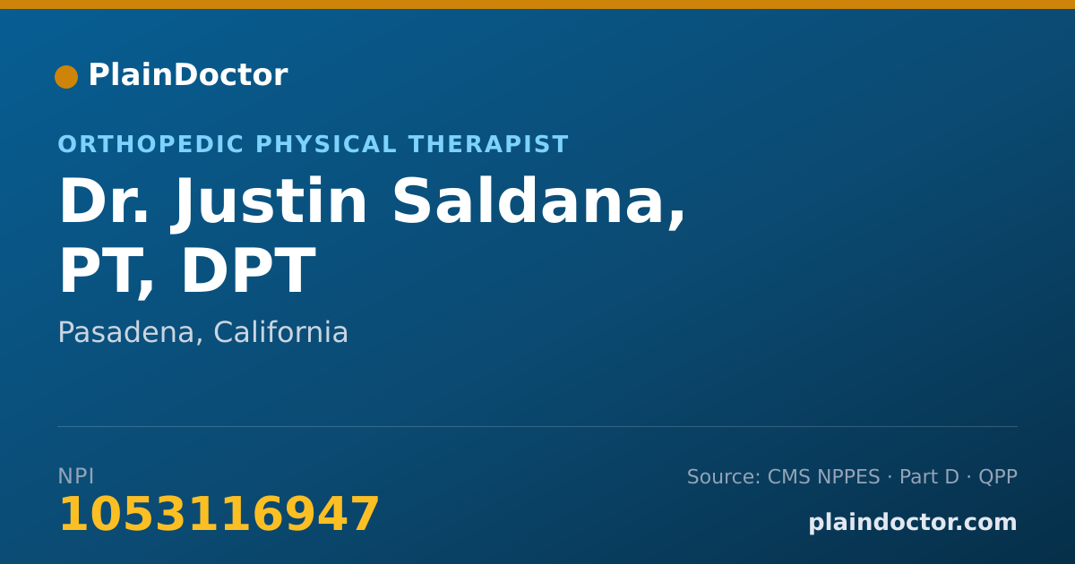 Shareable card for Justin Saldana, PT, DPT - Orthopedic Physical Therapist, Pasadena, CA
