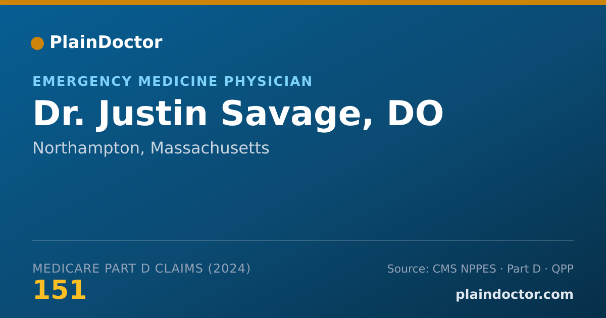 Shareable card for Justin Savage, DO - Emergency Medicine Physician, Northampton, MA