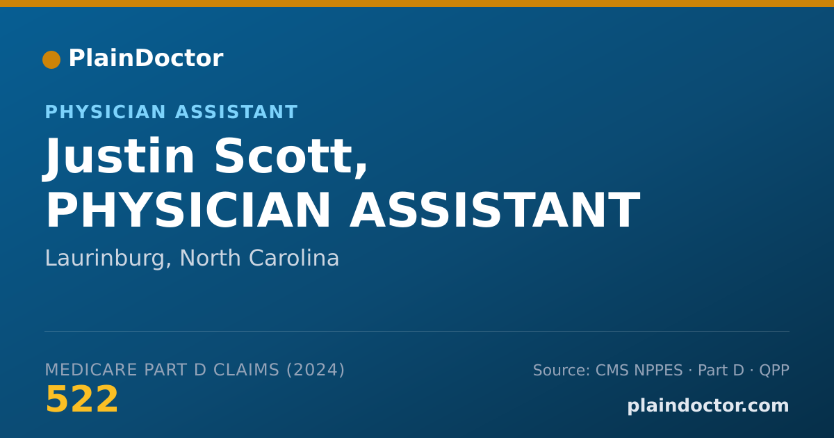 Shareable card for Justin Scott, PHYSICIAN ASSISTANT - Physician Assistant, Laurinburg, NC