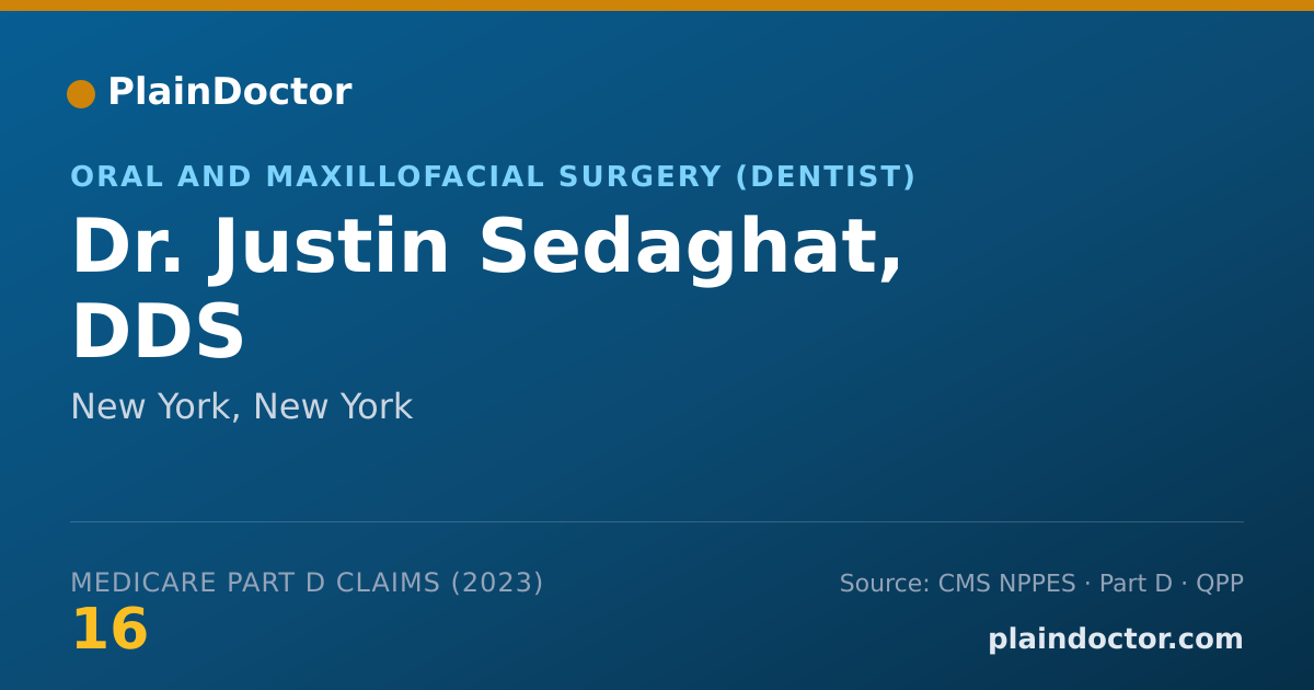 Shareable card for Justin Sedaghat, DDS - Oral and Maxillofacial Surgery (Dentist), New York, NY