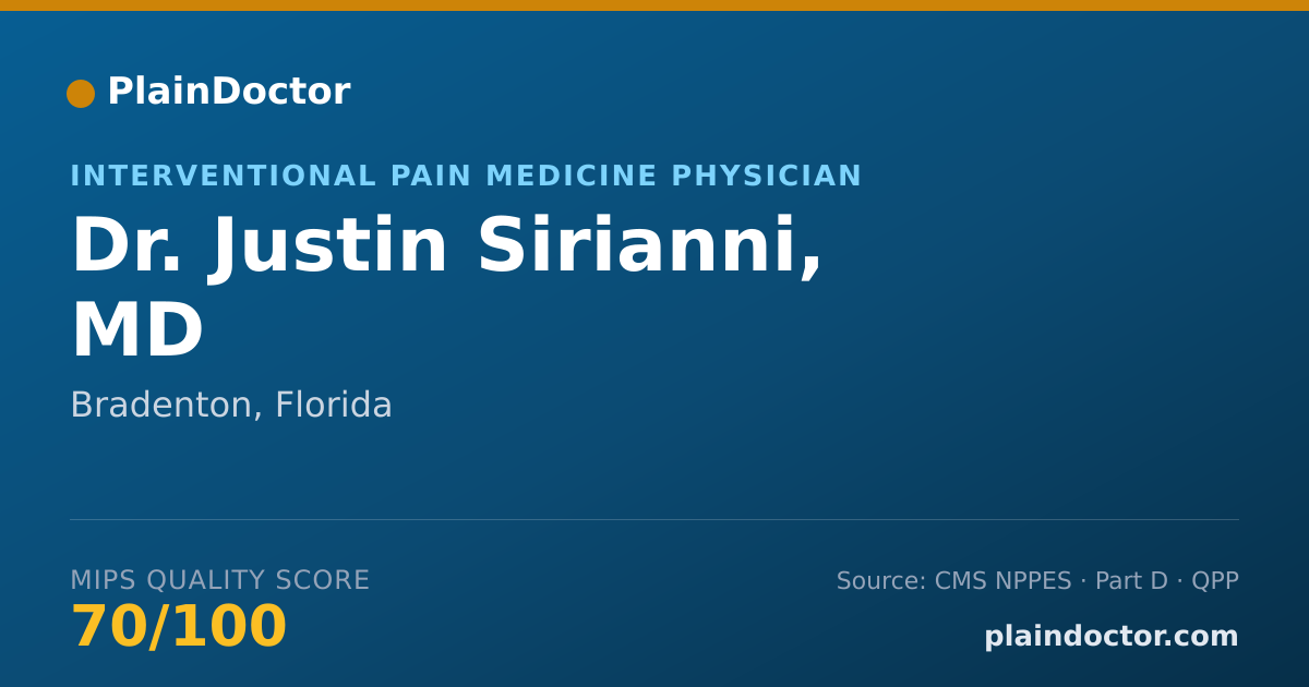 Shareable card for Justin Sirianni, MD - Interventional Pain Medicine Physician, Bradenton, FL
