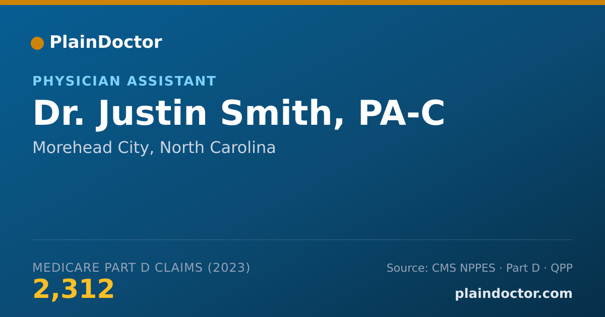 Shareable card for Justin Smith, PA-C - Physician Assistant, Morehead City, NC
