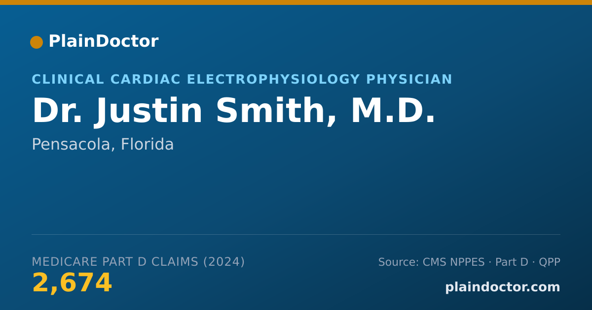 Shareable card for Justin Smith, M.D. - Clinical Cardiac Electrophysiology Physician, Pensacola, FL
