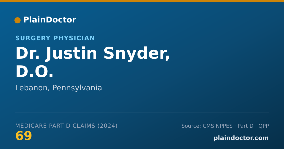 Shareable card for Justin Snyder, D.O. - Surgery Physician, Lebanon, PA