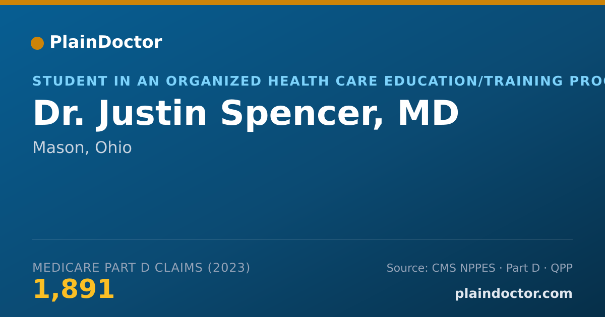 Shareable card for Justin Spencer, MD - Student in an Organized Health Care Education/Training Program, Mason, OH
