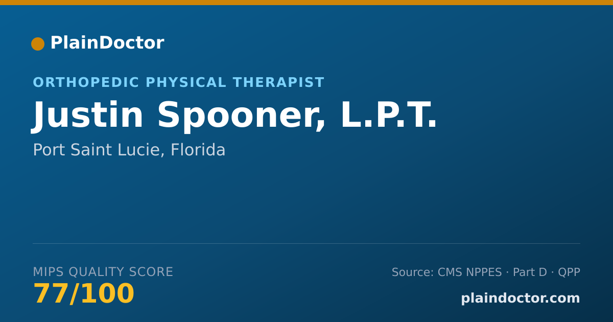 Shareable card for Justin Spooner, L.P.T. - Orthopedic Physical Therapist, Port Saint Lucie, FL
