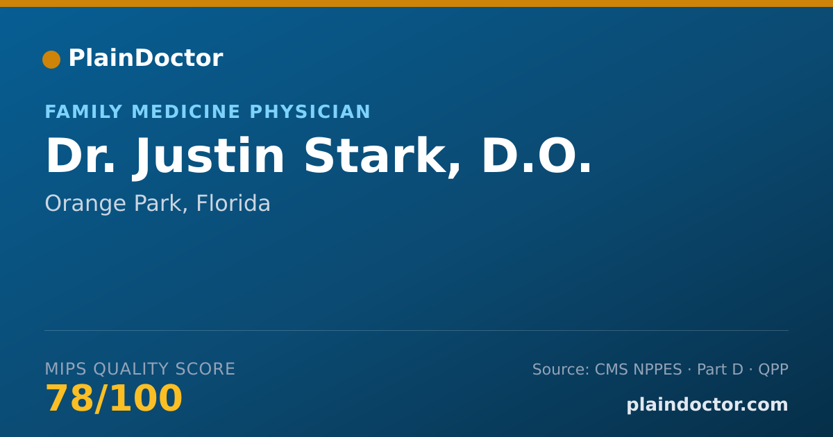 Shareable card for Justin Stark, D.O. - Family Medicine Physician, Orange Park, FL