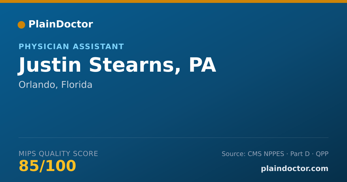 Shareable card for Justin Stearns, PA - Physician Assistant, Orlando, FL