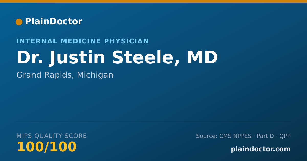 Shareable card for Justin Steele, MD - Internal Medicine Physician, Grand Rapids, MI