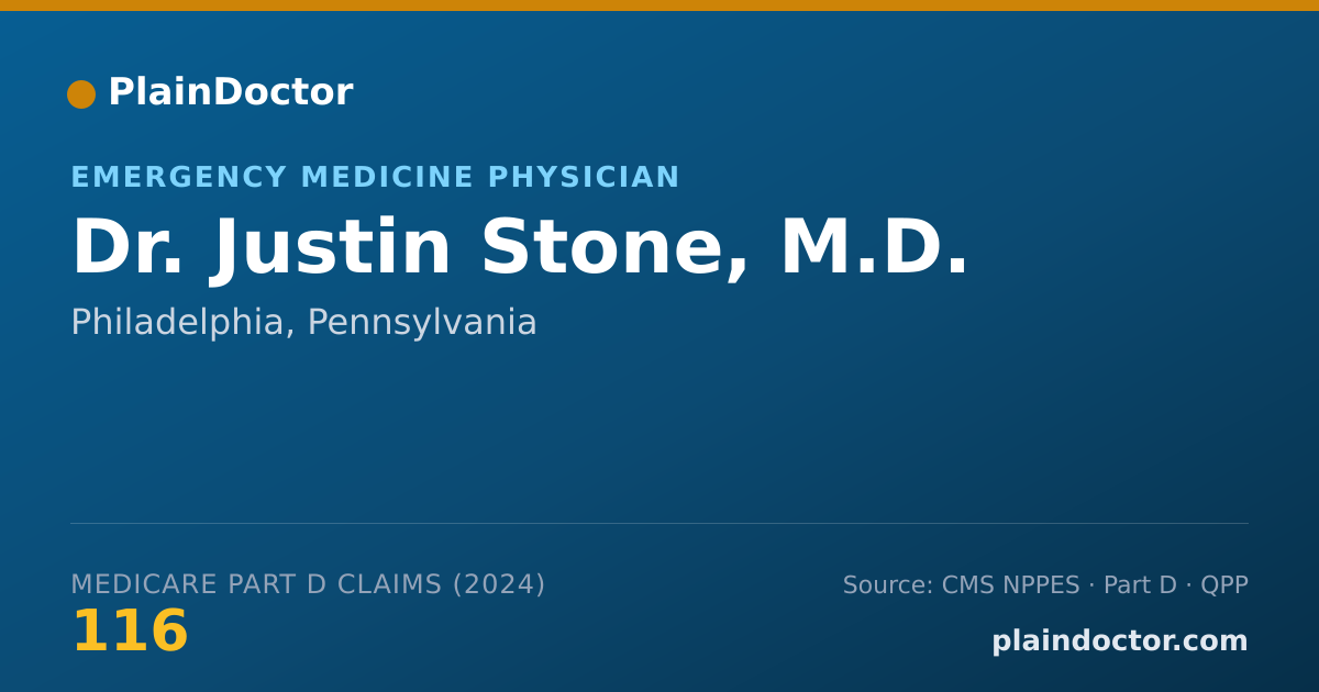 Shareable card for Justin Stone, M.D. - Emergency Medicine Physician, Philadelphia, PA