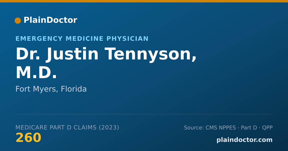 Shareable card for Justin Tennyson, M.D. - Emergency Medicine Physician, Fort Myers, FL