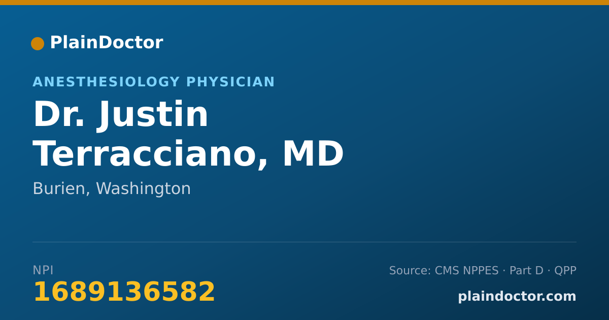 Shareable card for Justin Terracciano, MD - Anesthesiology Physician, Burien, WA