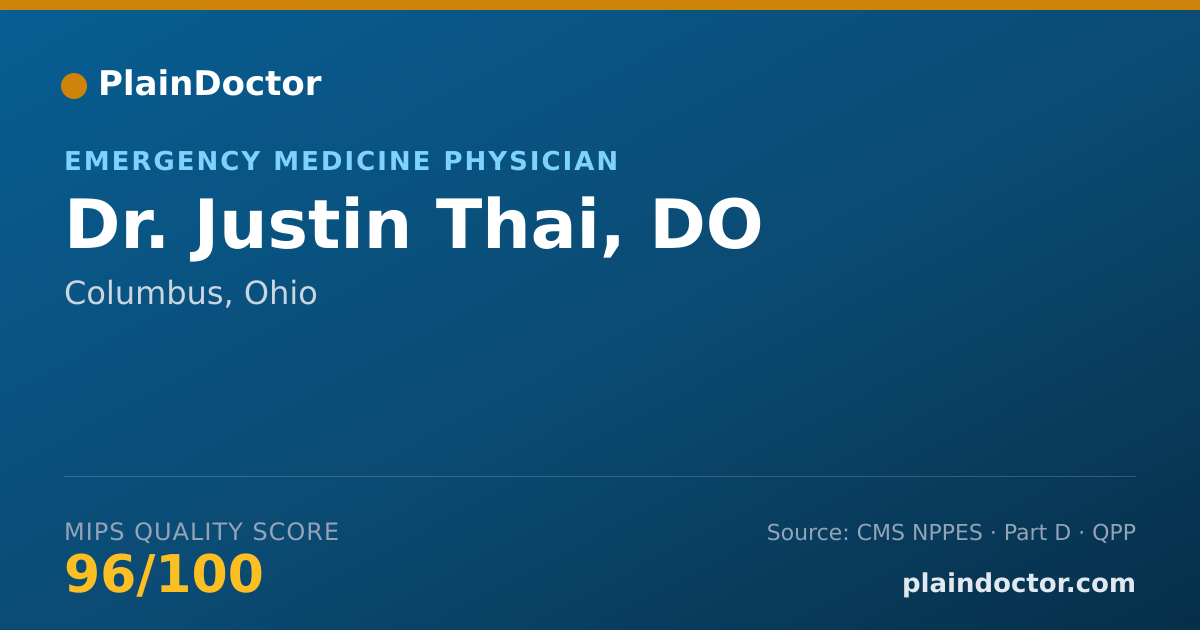 Shareable card for Justin Thai, DO - Emergency Medicine Physician, Columbus, OH