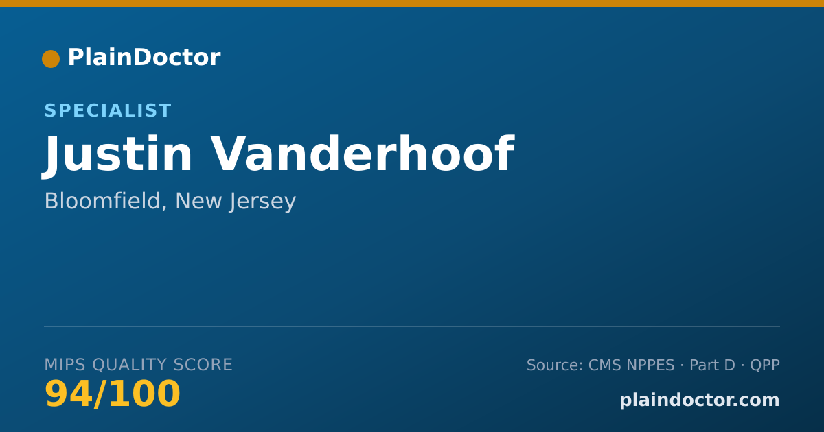 Shareable card for Justin Vanderhoof - Specialist, Bloomfield, NJ
