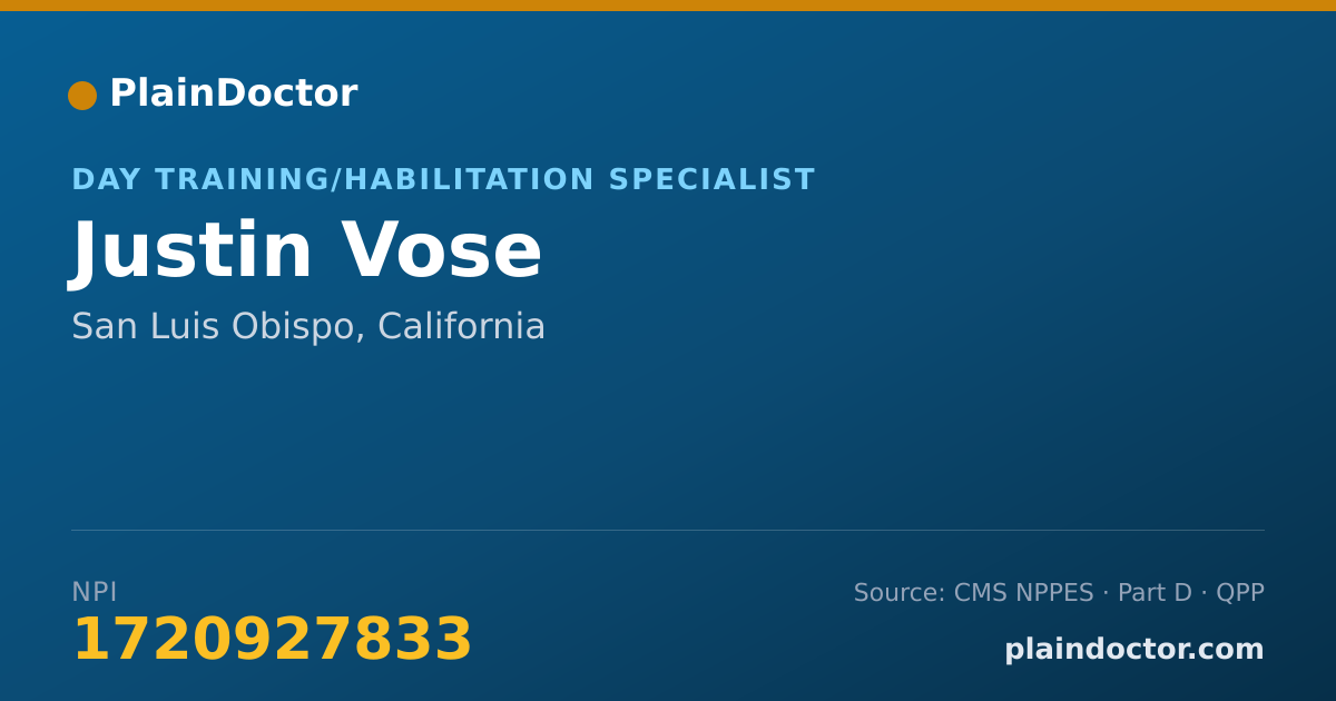 Shareable card for Justin Vose - Day Training/Habilitation Specialist, San Luis Obispo, CA