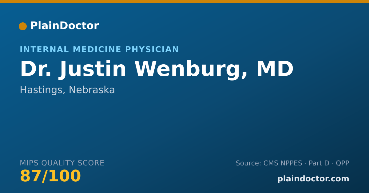 Shareable card for Justin Wenburg, MD - Internal Medicine Physician, Hastings, NE