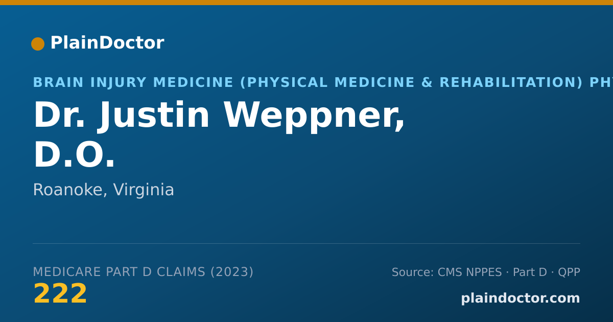 Shareable card for Justin Weppner, D.O. - Brain Injury Medicine (Physical Medicine & Rehabilitation) Physician, Roanoke, VA