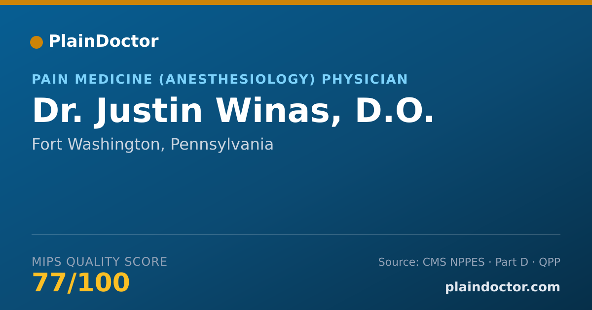 Shareable card for Justin Winas, D.O. - Pain Medicine (Anesthesiology) Physician, Fort Washington, PA