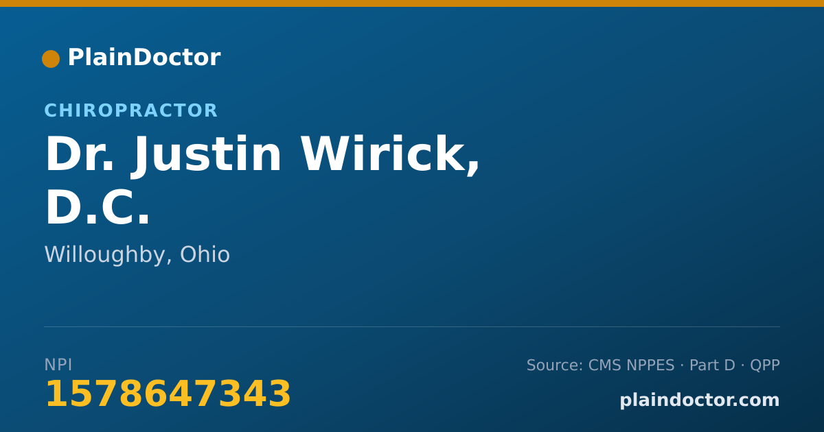 Shareable card for Justin Wirick, D.C. - Chiropractor, Willoughby, OH