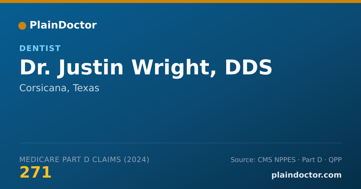 Shareable card for Justin Wright, DDS - Dentist, Corsicana, TX