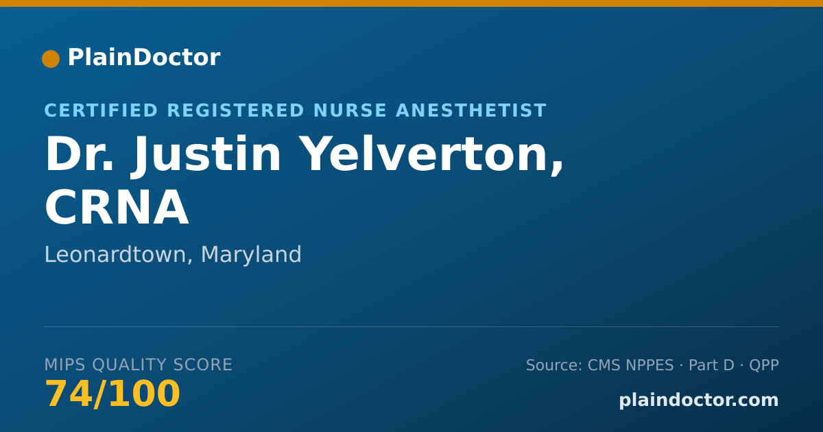 Shareable card for Justin Yelverton, CRNA - Certified Registered Nurse Anesthetist, Leonardtown, MD