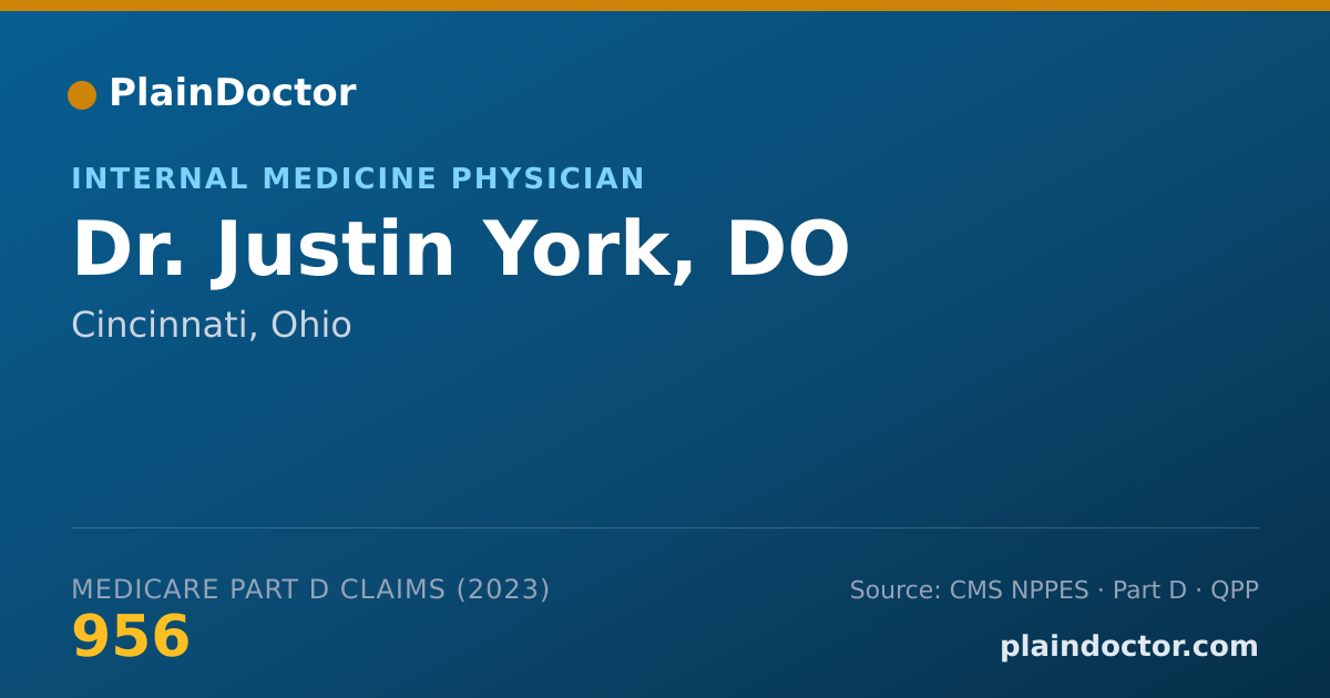 Shareable card for Justin York, DO - Internal Medicine Physician, Cincinnati, OH